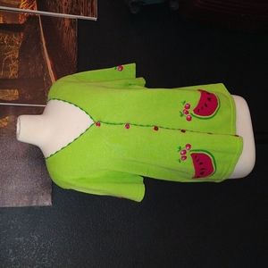 Vintage 90s Breckenridge Knit Short Sleeve Button Down Watermelon Fruit Blouse